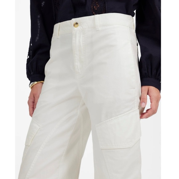 Madewell The Petite Barrel-Leg Utility Pant in Garment-Dyed Twill White 8P NWT - Picture 4 of 14